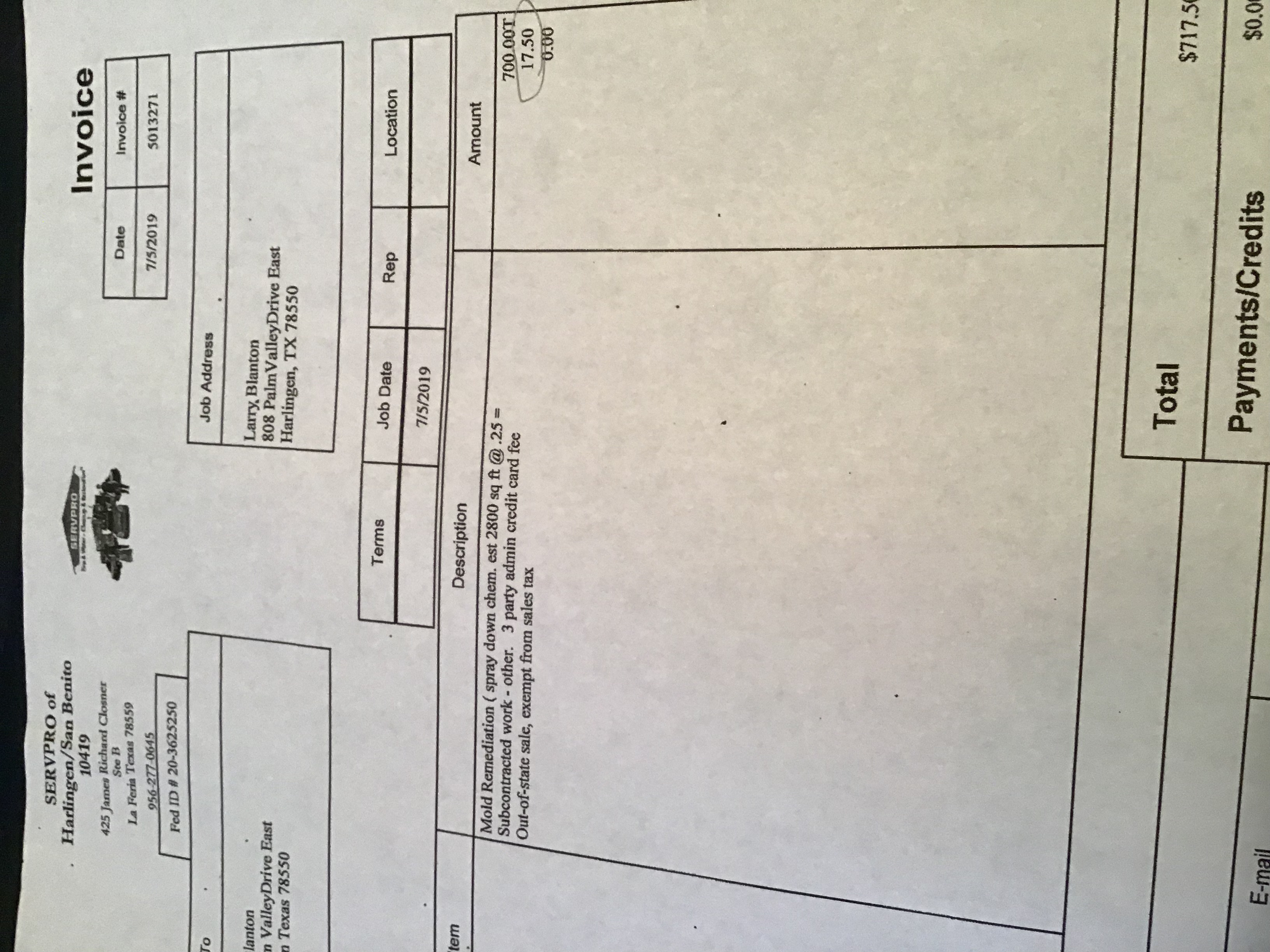 Skammed ServPro Harlingen San Benito TX William Gregory Texas Local