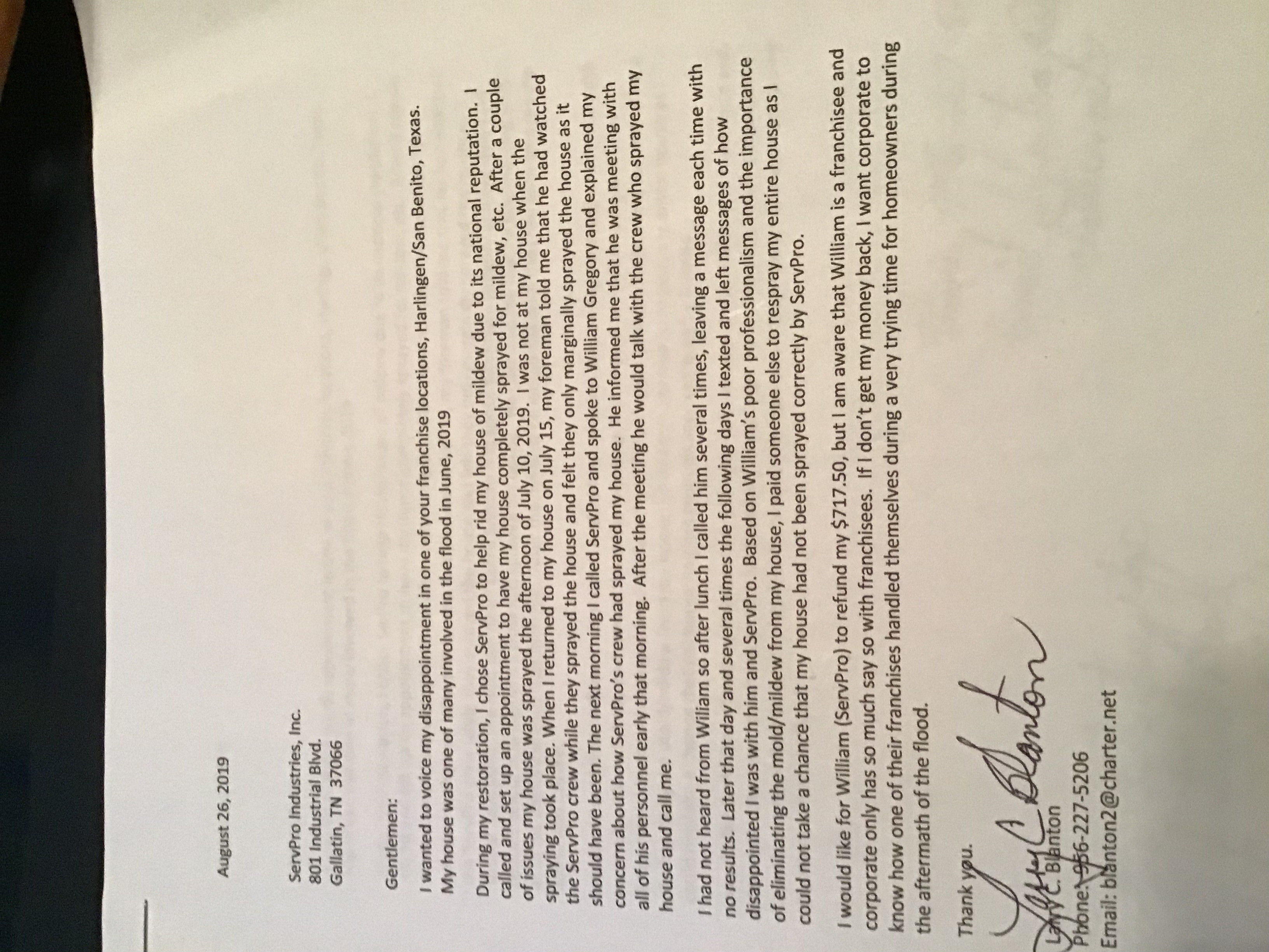 Skammed ServPro Harlingen San Benito TX William Gregory Texas Local